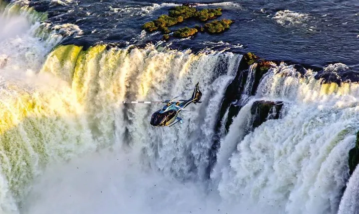 Panoramic Helicopter Flight over Iguassu Falls