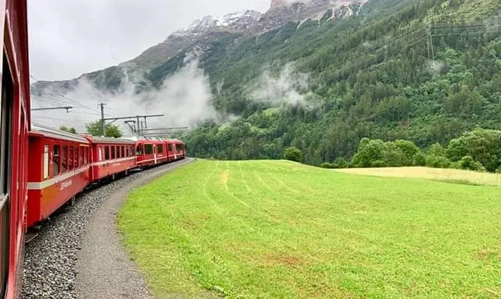 Bernina Scenic Train ride on the Swiss Alps. Small-Group 