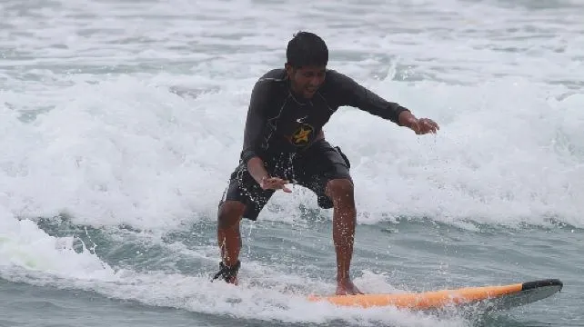 Surfing in Weligama