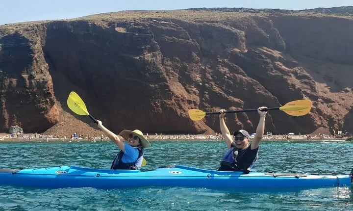 Santorini Sea Kayak - South Discovery, Small Group incl. Sea Caves and picnic