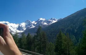 Bernina train and Swiss Alps. Departure from Desenzano